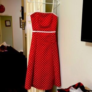 Jessica McClintock red dress with white polka dots, size 2